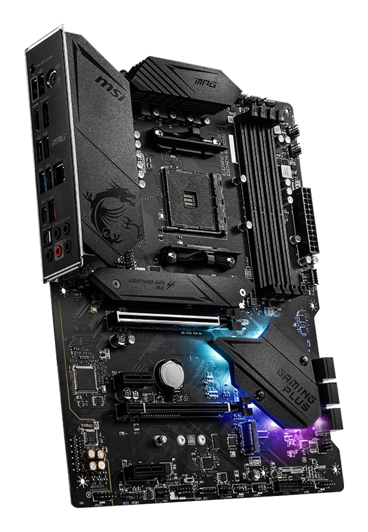 MSI MPG B550 Gaming Plus, AMD, Socket AM4, AMD Ryzen 3000 Series, DDR4-SDRAM, 128 GB, DIMM
