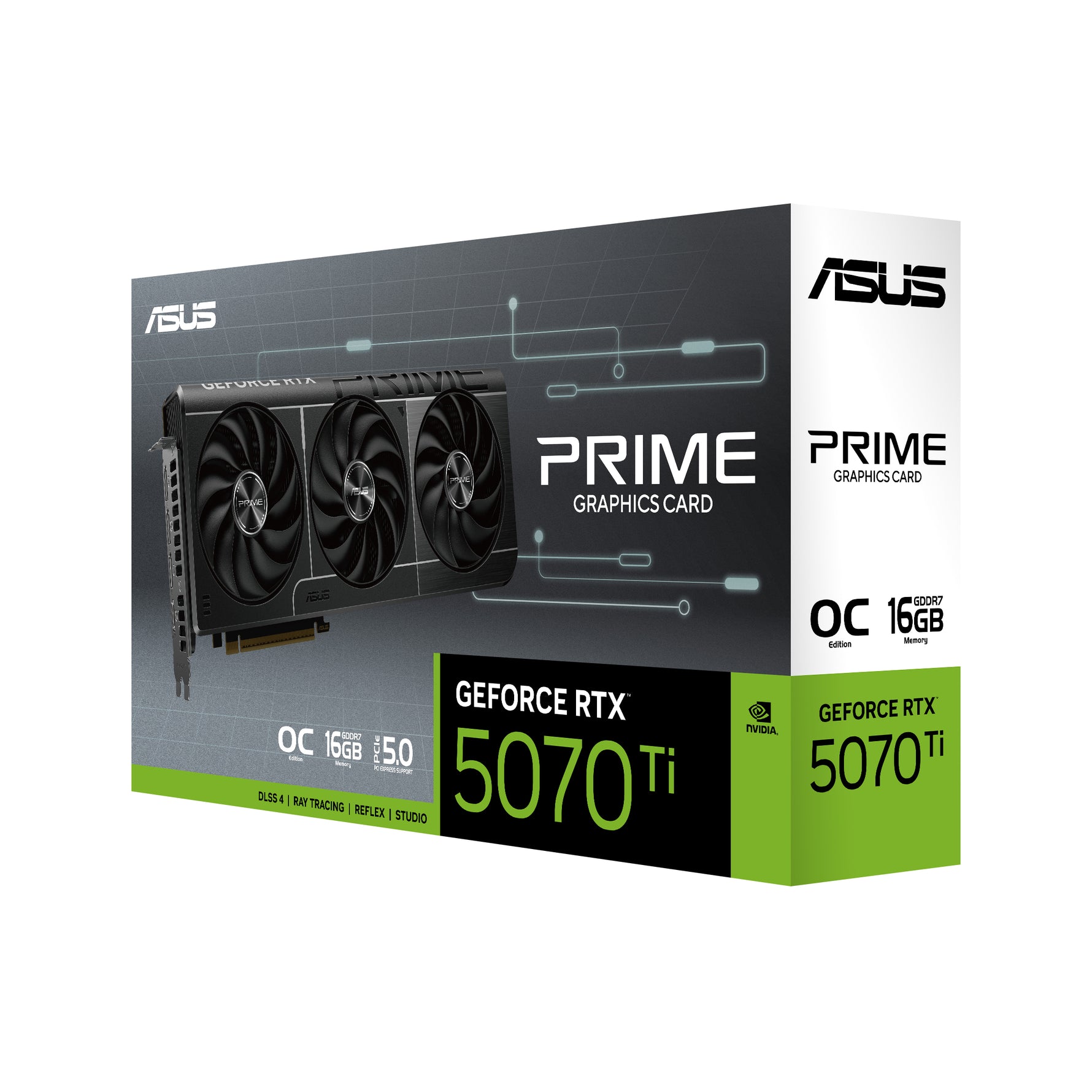 ASUS Prime -RTX5070TI-O16G, GeForce RTX 5070 Ti, 16 GB, GDDR7, 256 bit, 7680 x 4320 Pixel, PCI Express 5.0