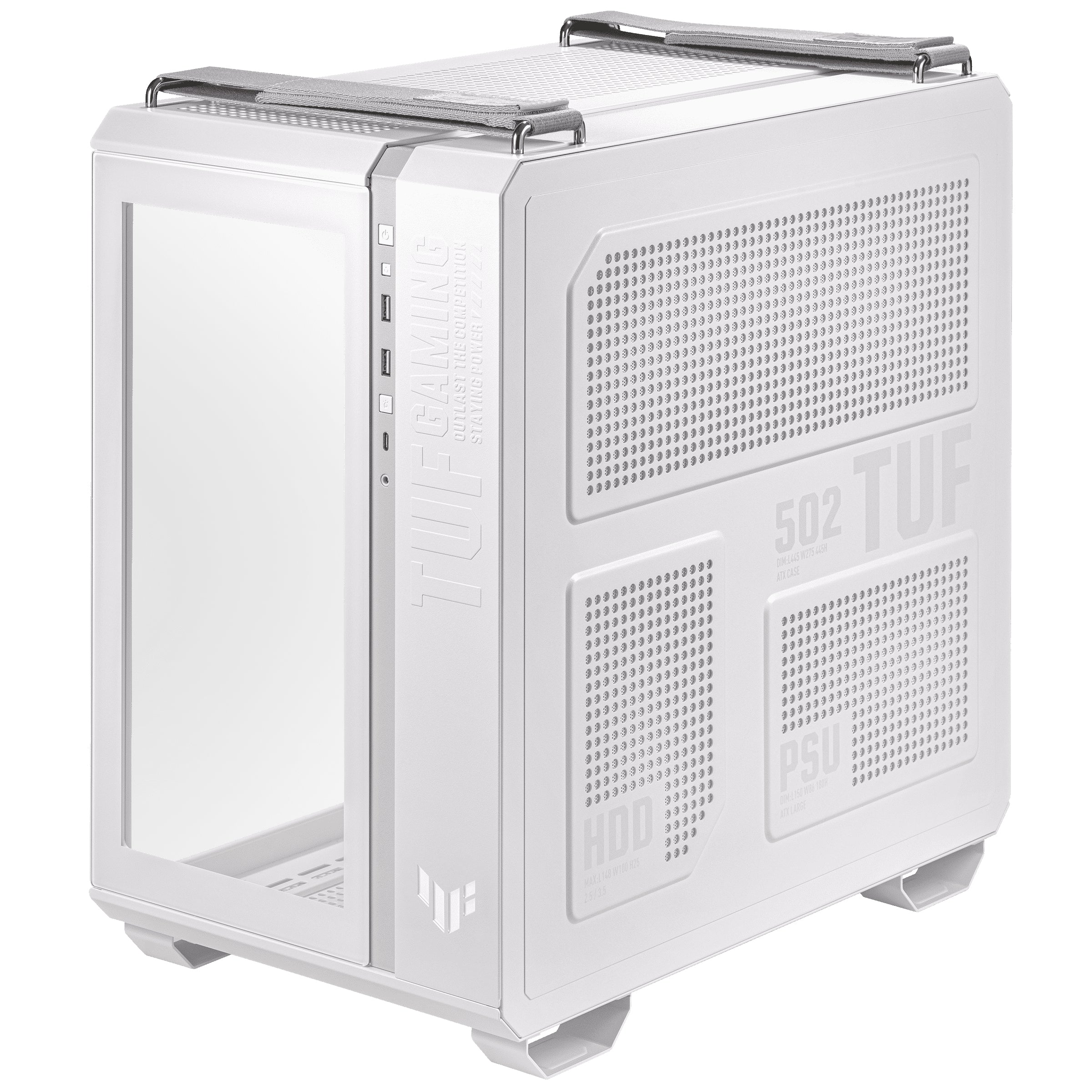 ASUS TUF Gaming GT502 PLUS, Midi Tower, PC, Bianco, ATX, micro ATX, Mini-ITX, 16,3 cm, 40 cm
