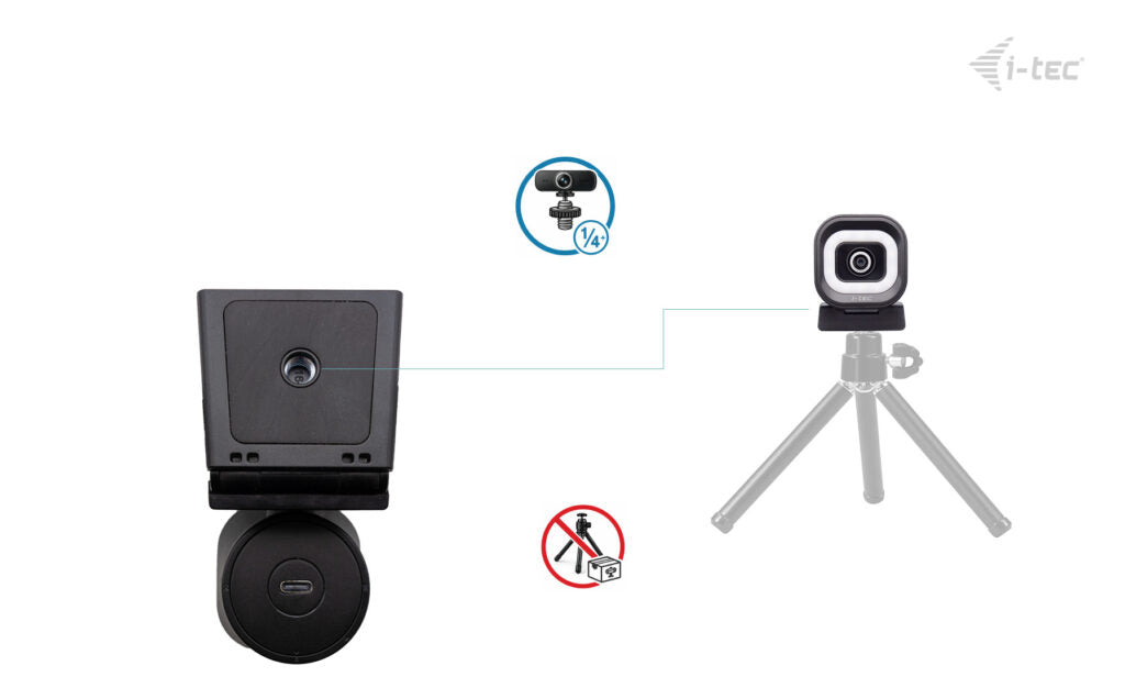 i-tec SOLOMON 700 STREAM 4K Webcam Ring Light, 8,29 MP, 3840 x 2160 Pixel, 60 fps, 81°, 5 V, 25,4 / 2,55 mm (1 / 2.55")