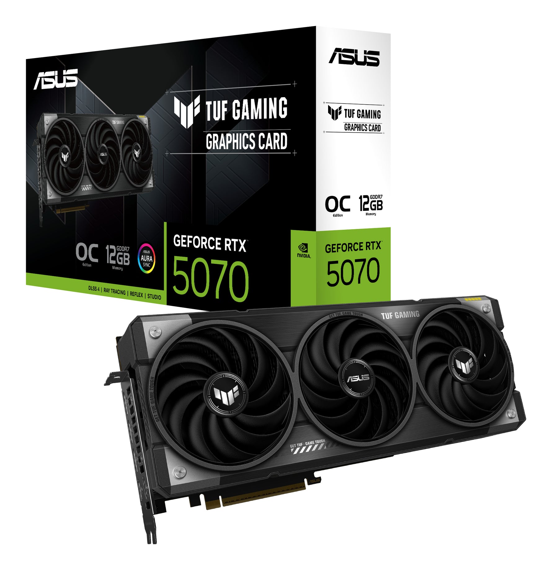 ASUS TUF Gaming TUF-RTX5070-O12G-GAMING, GeForce RTX 5070, 12 GB, GDDR7, 192 bit, 7680 x 4320 Pixel, PCI Express 5.0