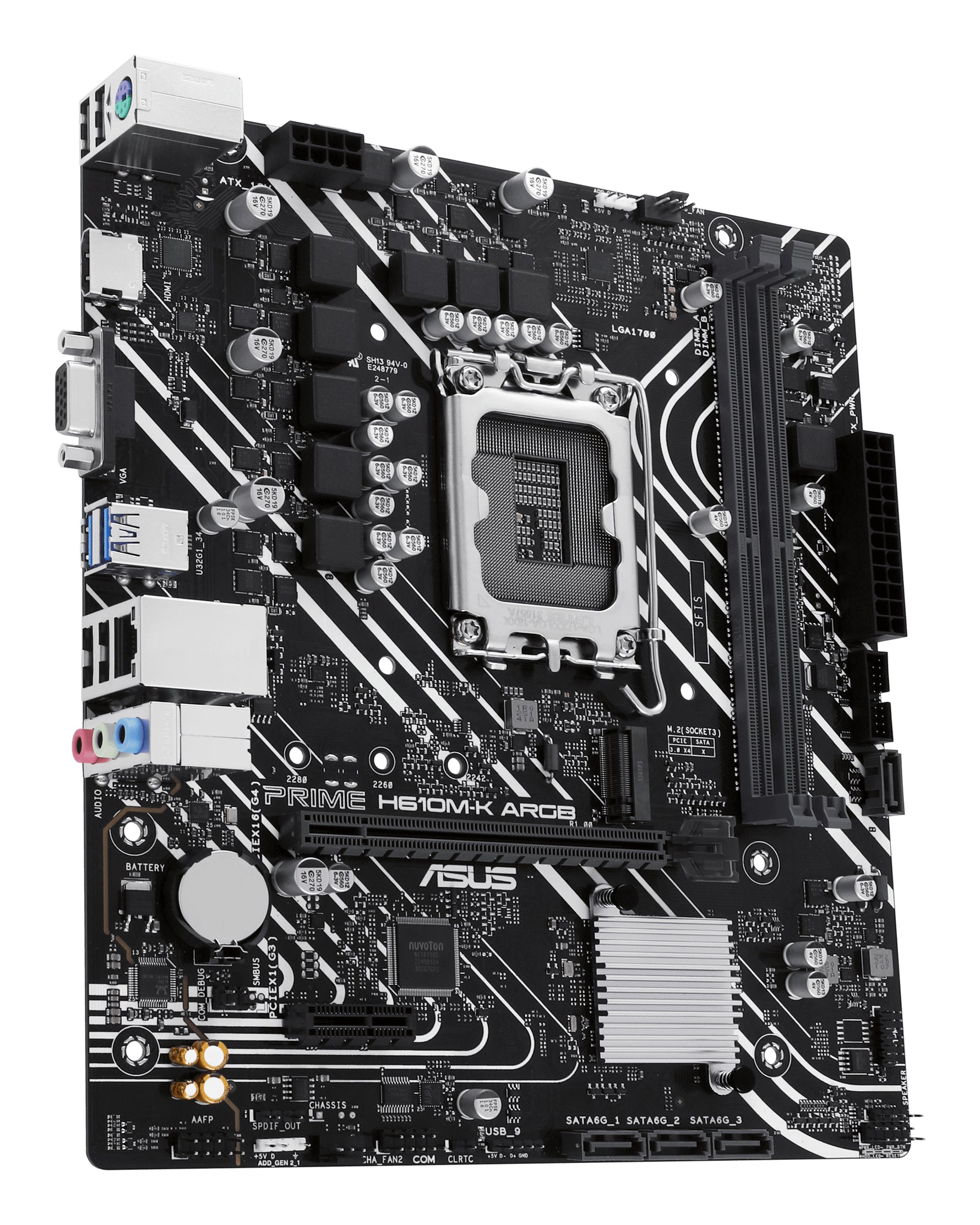 ASUS PRIME H610M-K ARGB, Intel, LGA 1700, Intel® Celeron®, Intel® Core™ i3, Intel® Core™ i5, Intel® Core™ i7, Intel® Core™ i9,..., DDR5-SDRAM, 96 GB, DIMM