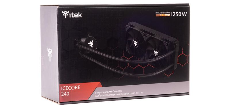 itek ICECORE 240, Kit di raffreddamento a liquido, 12 cm, 800 Giri/min, 1800 Giri/min, Nero