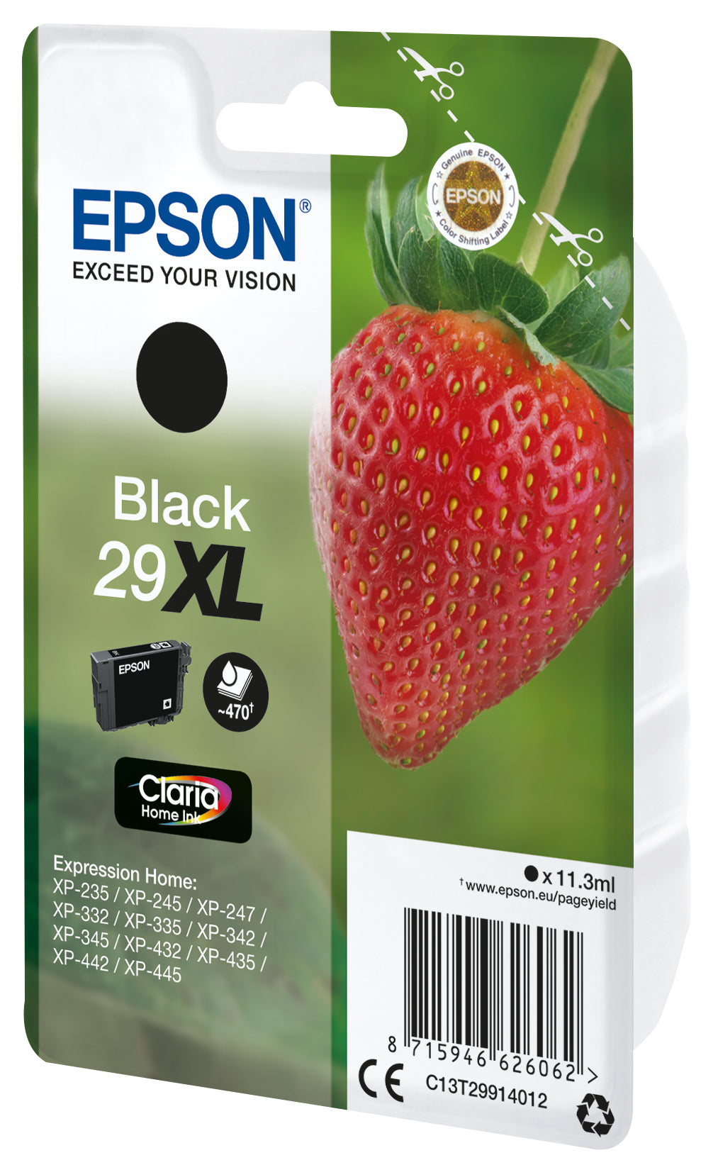 Epson Strawberry Cartuccia Fragole Nero Inchiostri Claria Home 29XL, Resa elevata (XL), Nero, Inchiostro a base di pigmento, 11,3 ml, 1 pz, 470 pagine