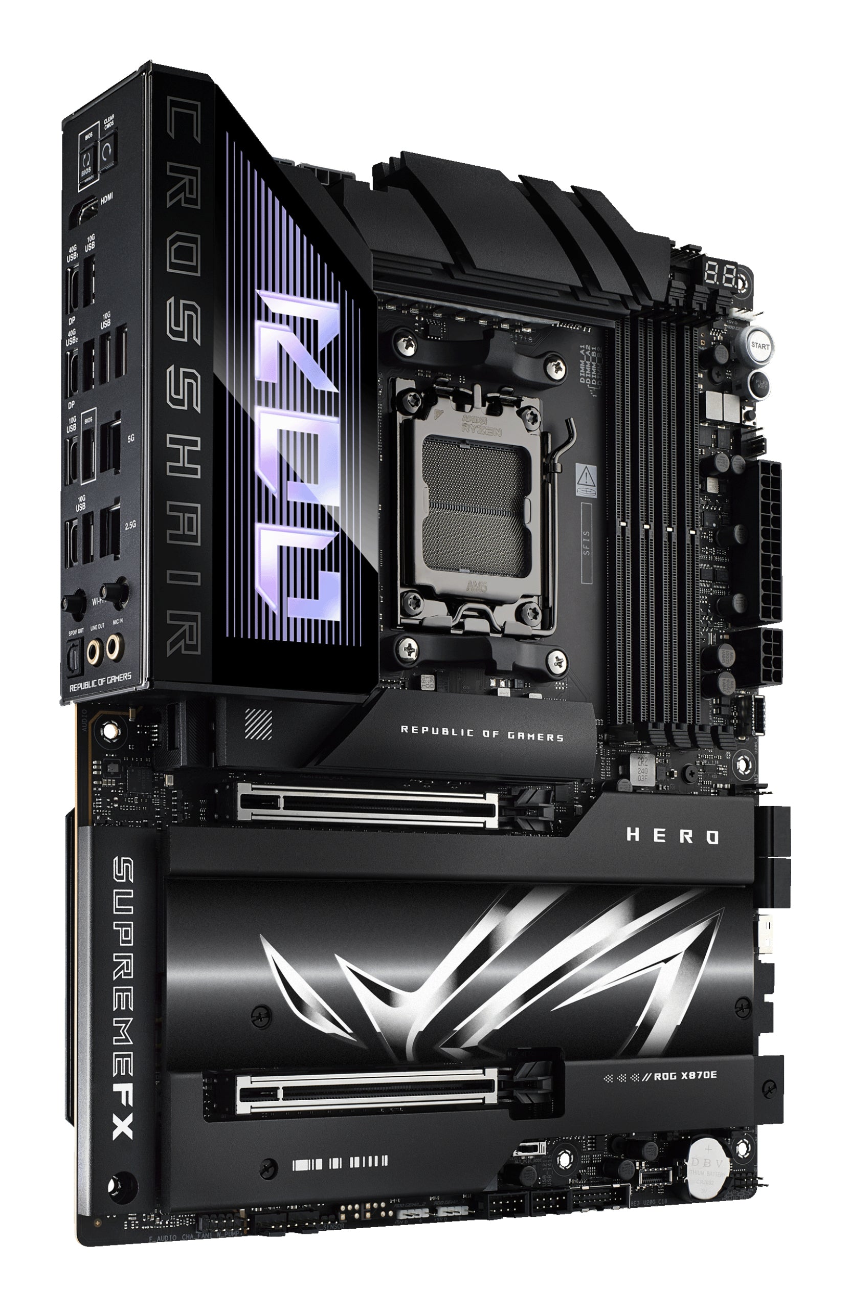 ASUS ROG CROSSHAIR X870E HERO, AMD, Socket AM5, Socket AM5, DDR5-SDRAM, 192 GB, DIMM