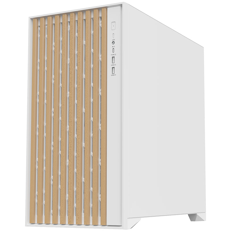 itek WOODY, Tower, PC, Bianco, ATX, micro ATX, Mini-ITX, Acrilonitrile butadiene stirene (ABS), Legno, Gaming