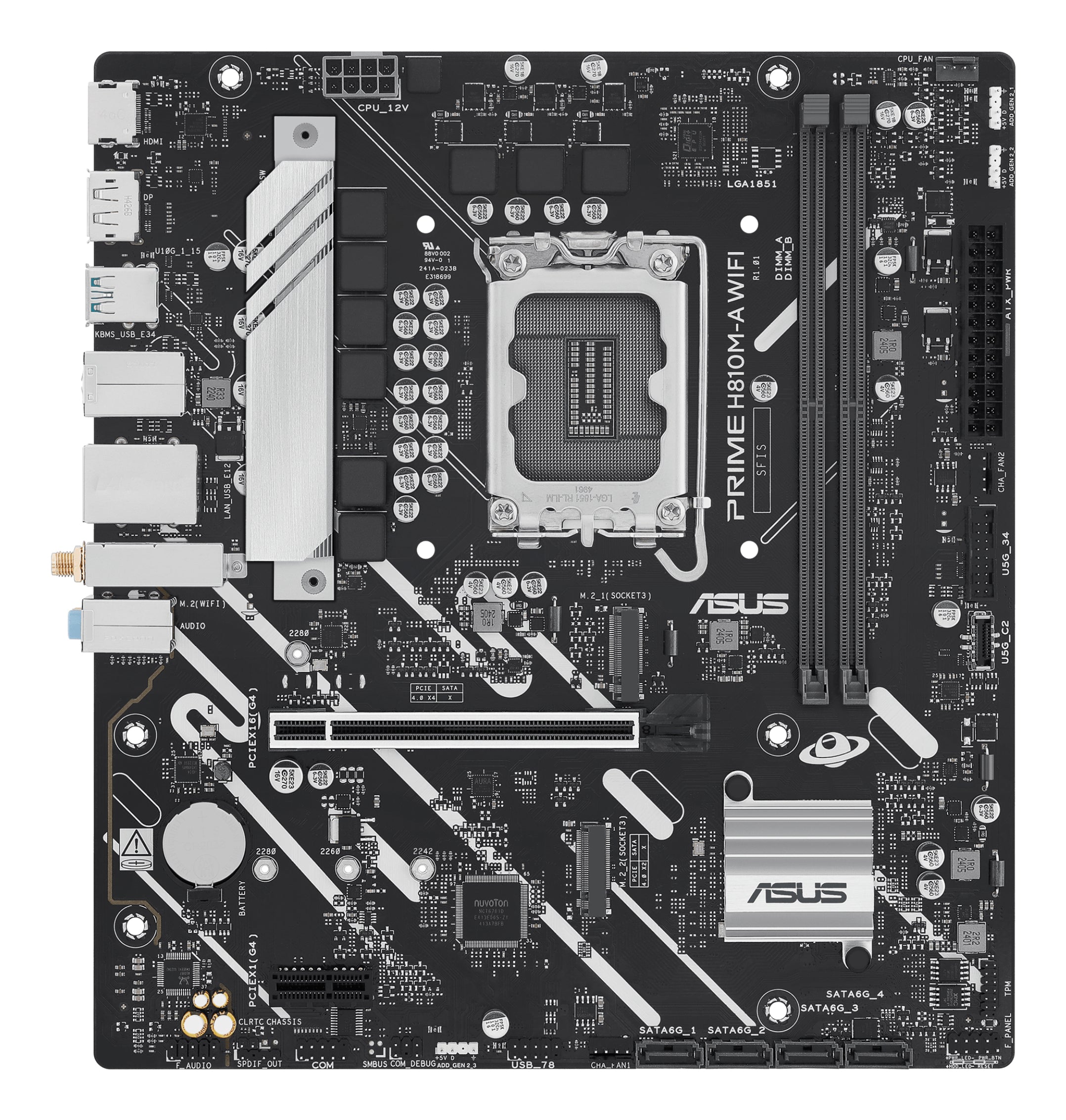 ASUS PRIME H810M-A WIFI, Intel, LGA 1851 (Socket V1), Intel Core Ultra (Series 2), LGA 1851, DDR5-SDRAM, 128 GB
