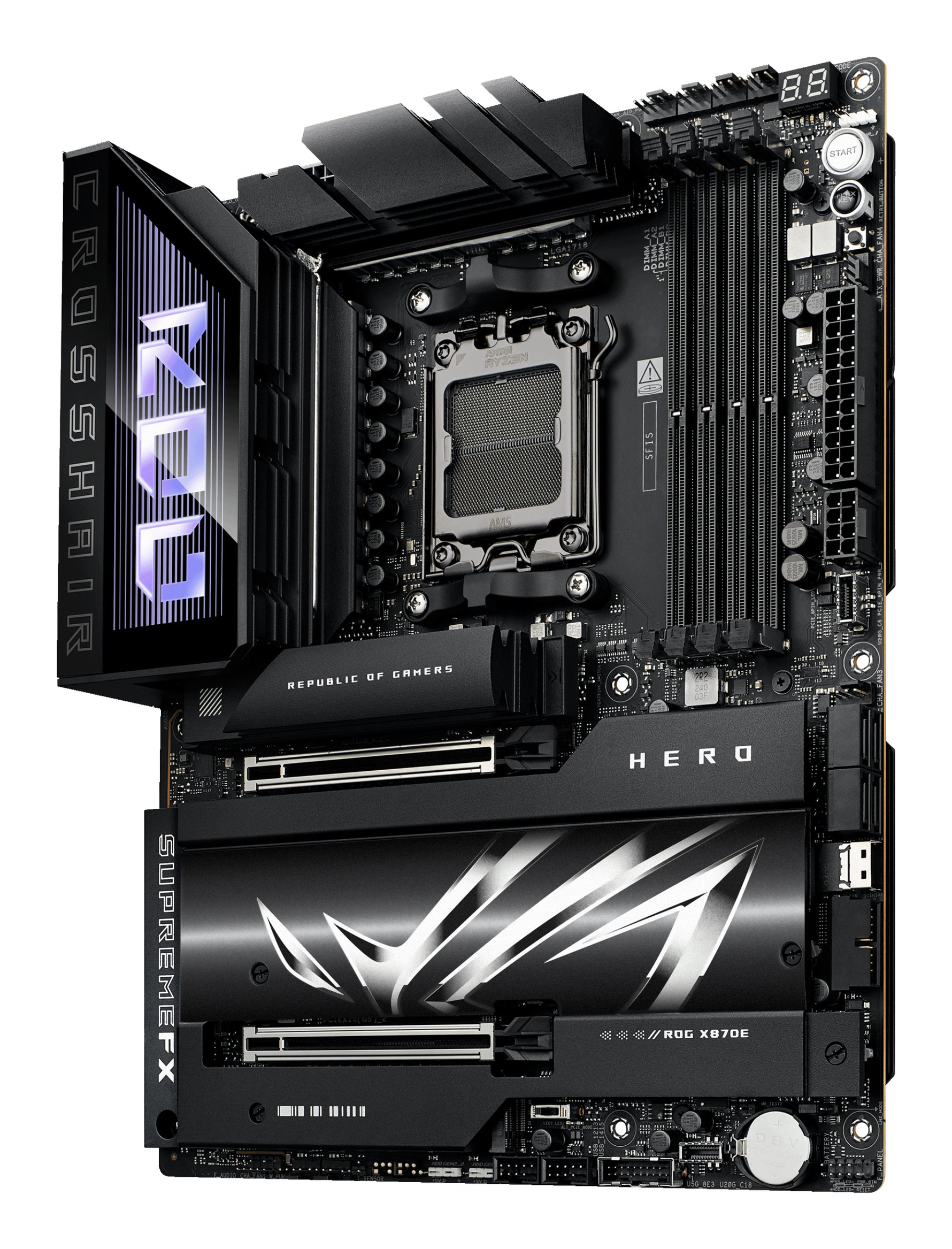 ASUS ROG CROSSHAIR X870E HERO, AMD, Socket AM5, Socket AM5, DDR5-SDRAM, 192 GB, DIMM