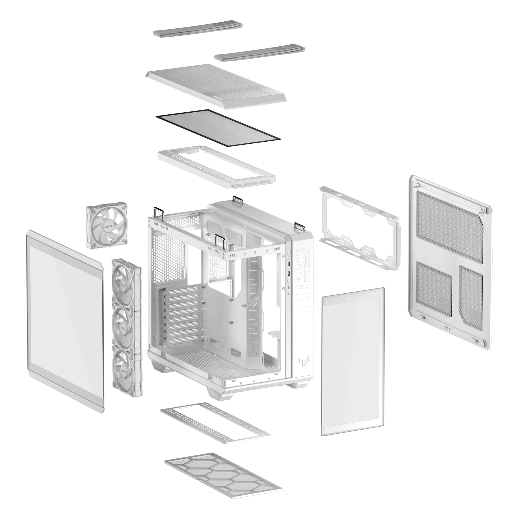 ASUS TUF GAMING GT502 Horizon TG ARGB White, Midi Tower, PC, Bianco, ATX, micro ATX, Mini-ITX, 16,3 cm, 40 cm