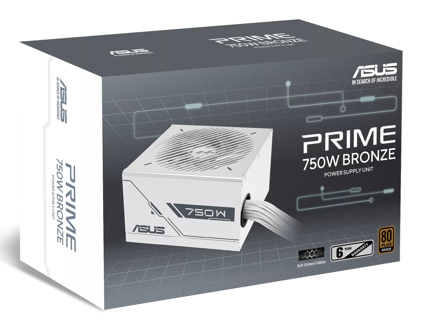 ASUS Prime 750W Bronze White Edition, 750 W, 100 - 240 V, Attivo, 120 W, 750 W, 120 W