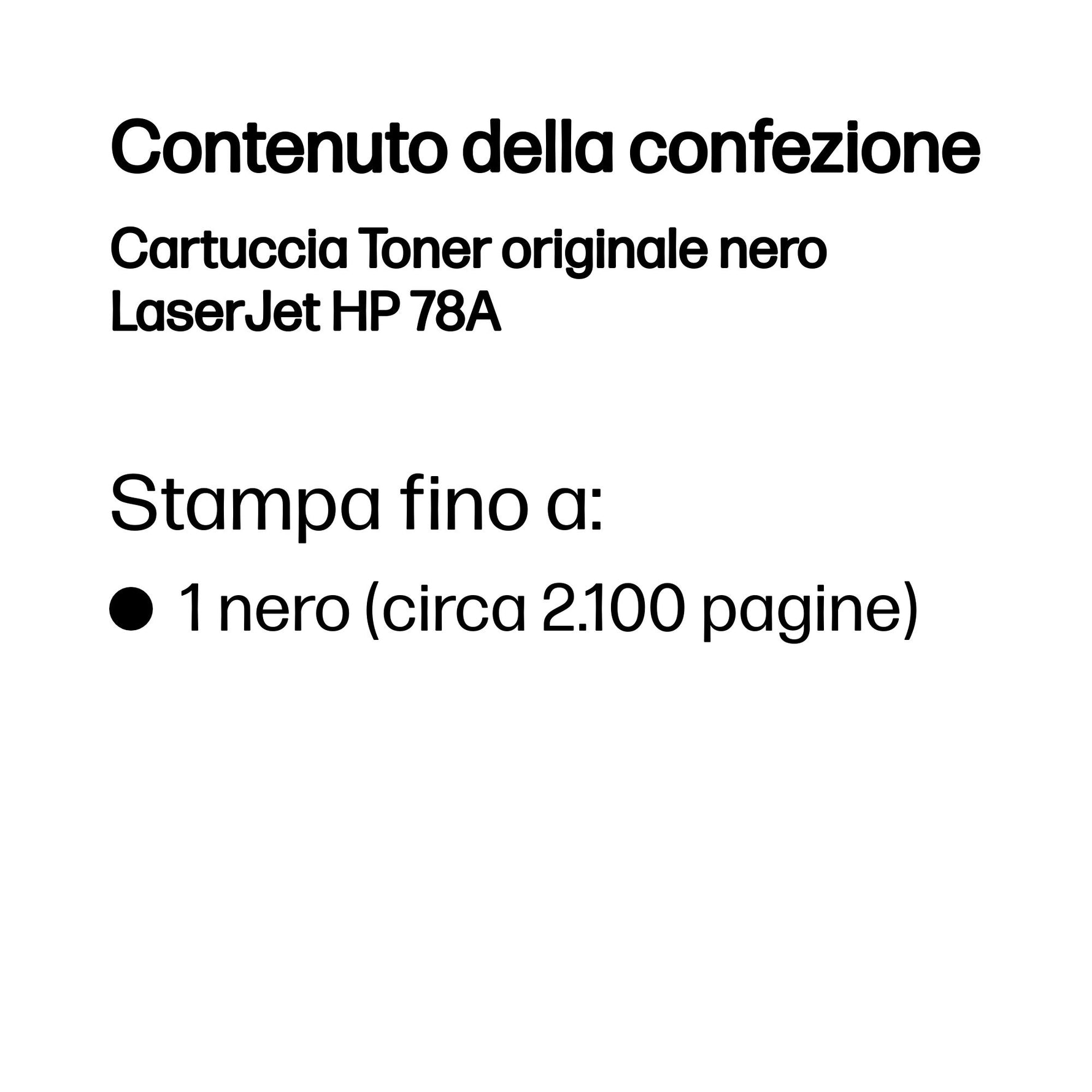 HP Cartuccia Toner originale nero LaserJet 78A, 2100 pagine, Nero, 1 pz