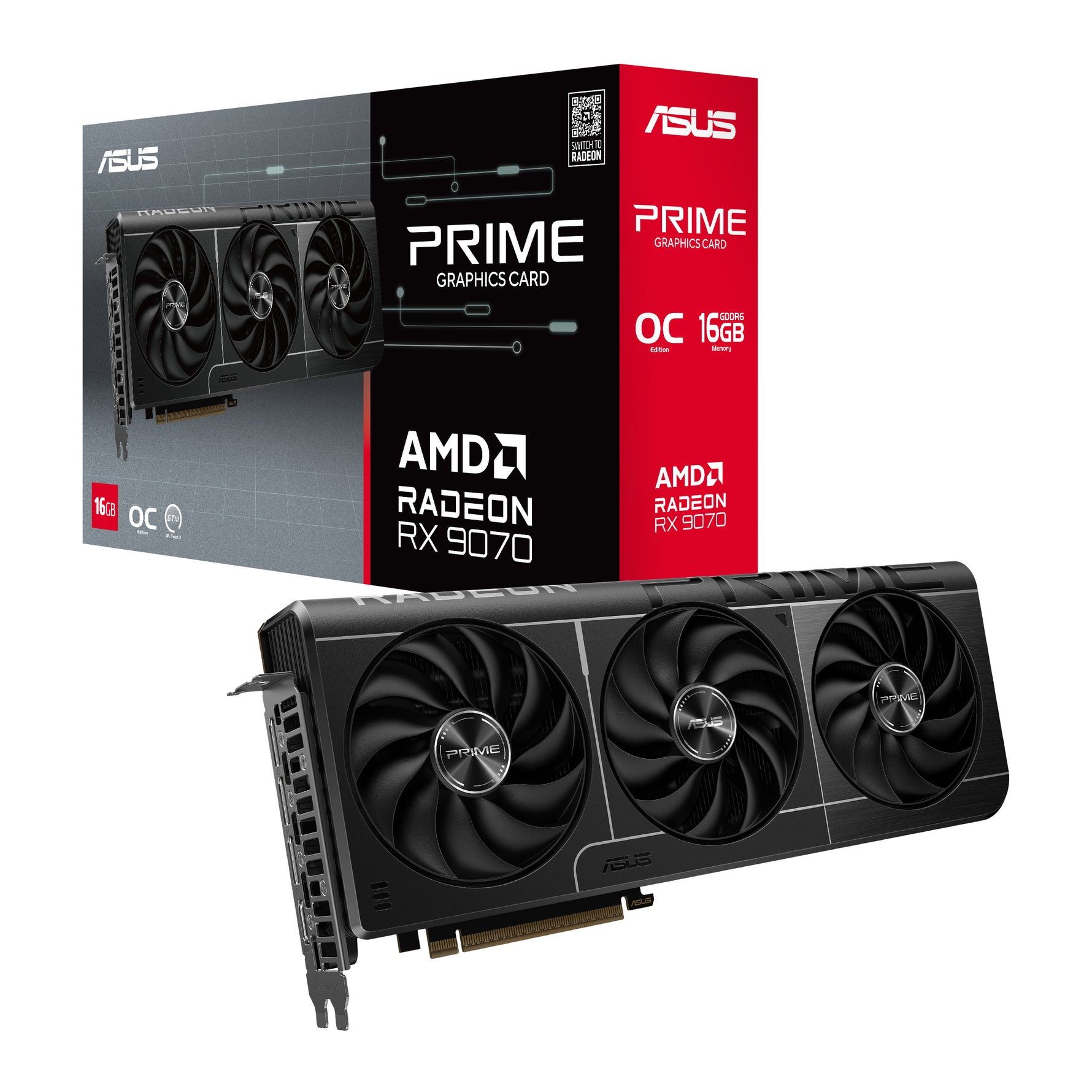 ASUS Prime -RX9070-O16G, Radeon RX 9070, 16 GB, GDDR6, 256 bit, 7680 x 4320 Pixel, PCI Express 5.0