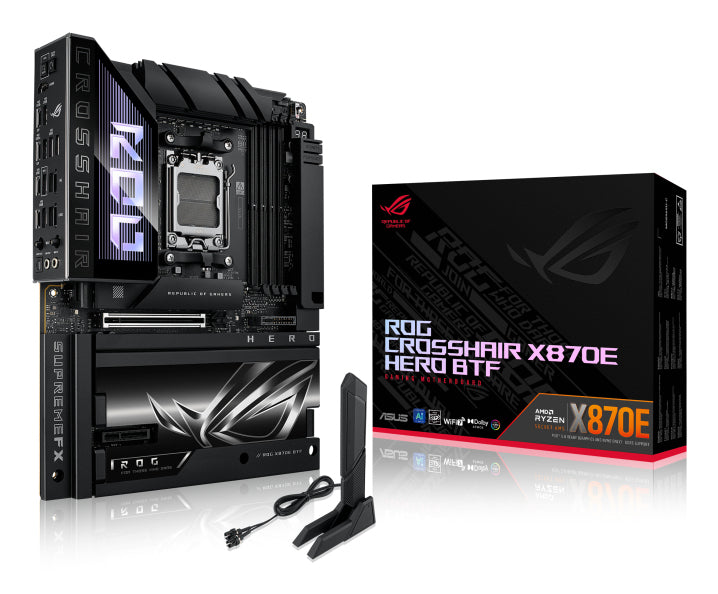 ASUS ROG CROSSHAIR X870E HERO BTF, AMD, Socket AM5, AMD Ryzen 7000 Series, AMD Ryzen 8000 Series, AMD Ryzen 9000 Series, DDR5-SDRAM, 256 GB, DIMM