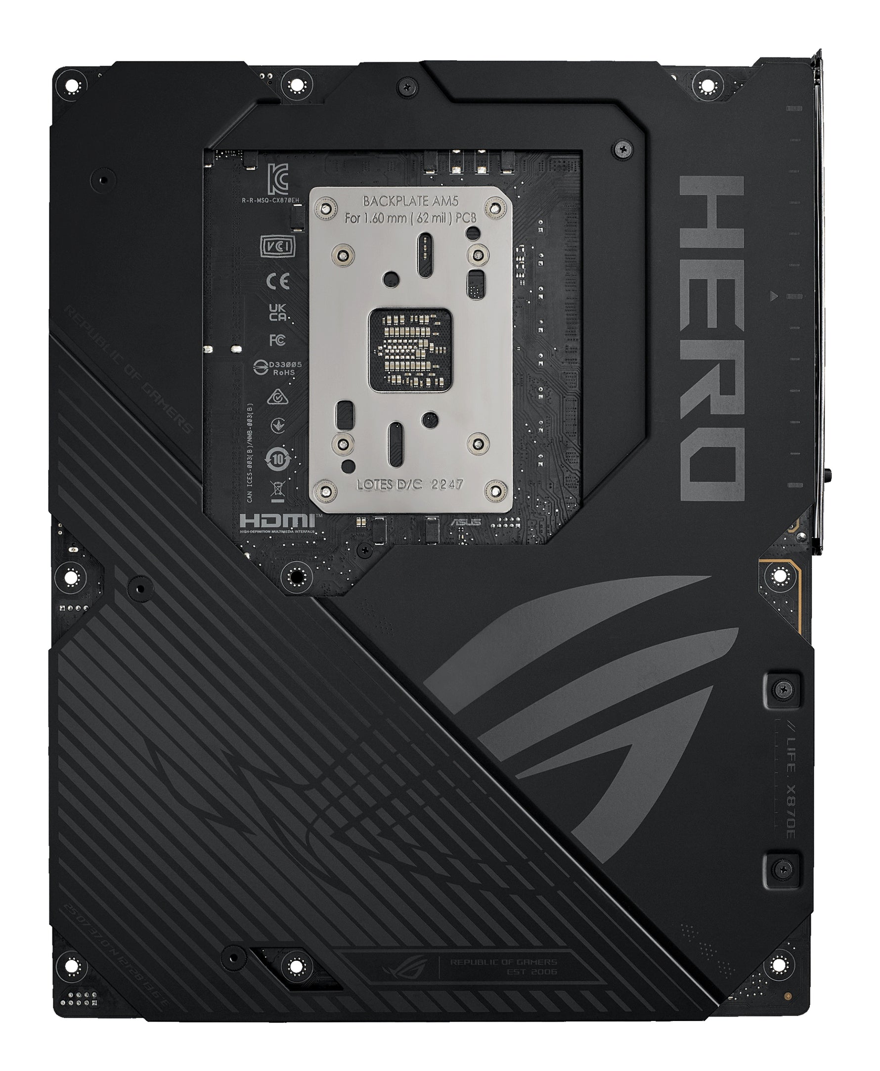 ASUS ROG CROSSHAIR X870E HERO, AMD, Socket AM5, Socket AM5, DDR5-SDRAM, 192 GB, DIMM