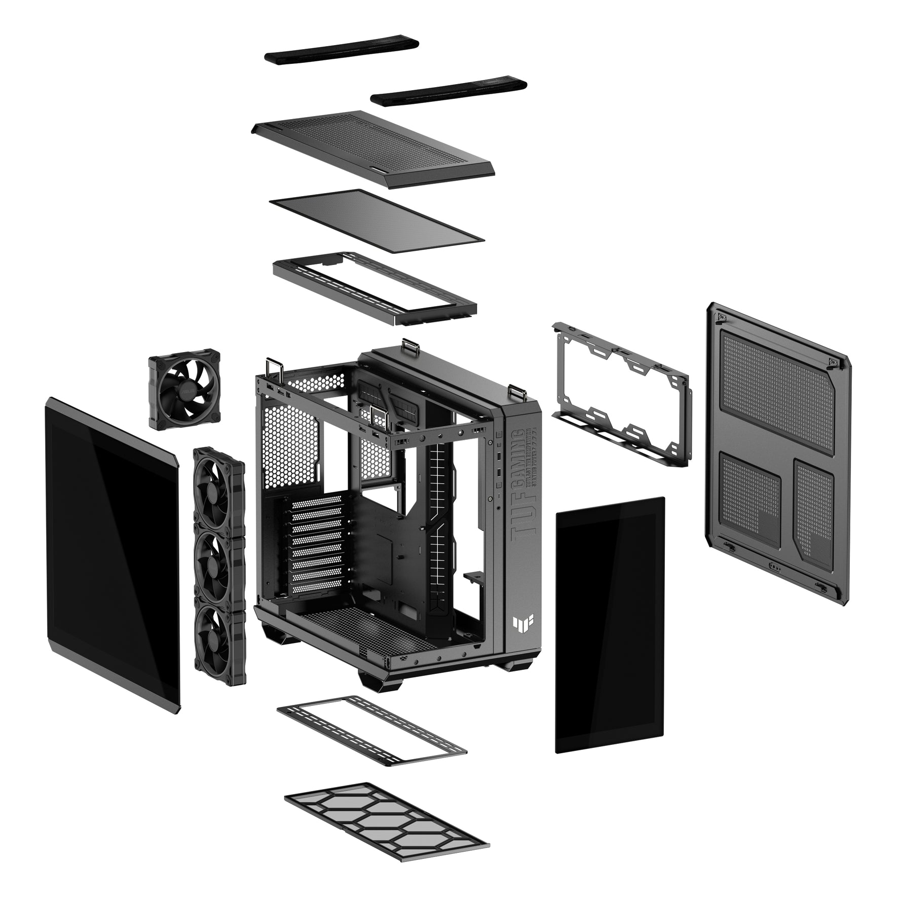 ASUS TUF GAMING GT502 Horizon TG ARGB Black, Midi Tower, PC, Nero, ATX, micro ATX, Mini-ITX, Gaming, 16,3 cm
