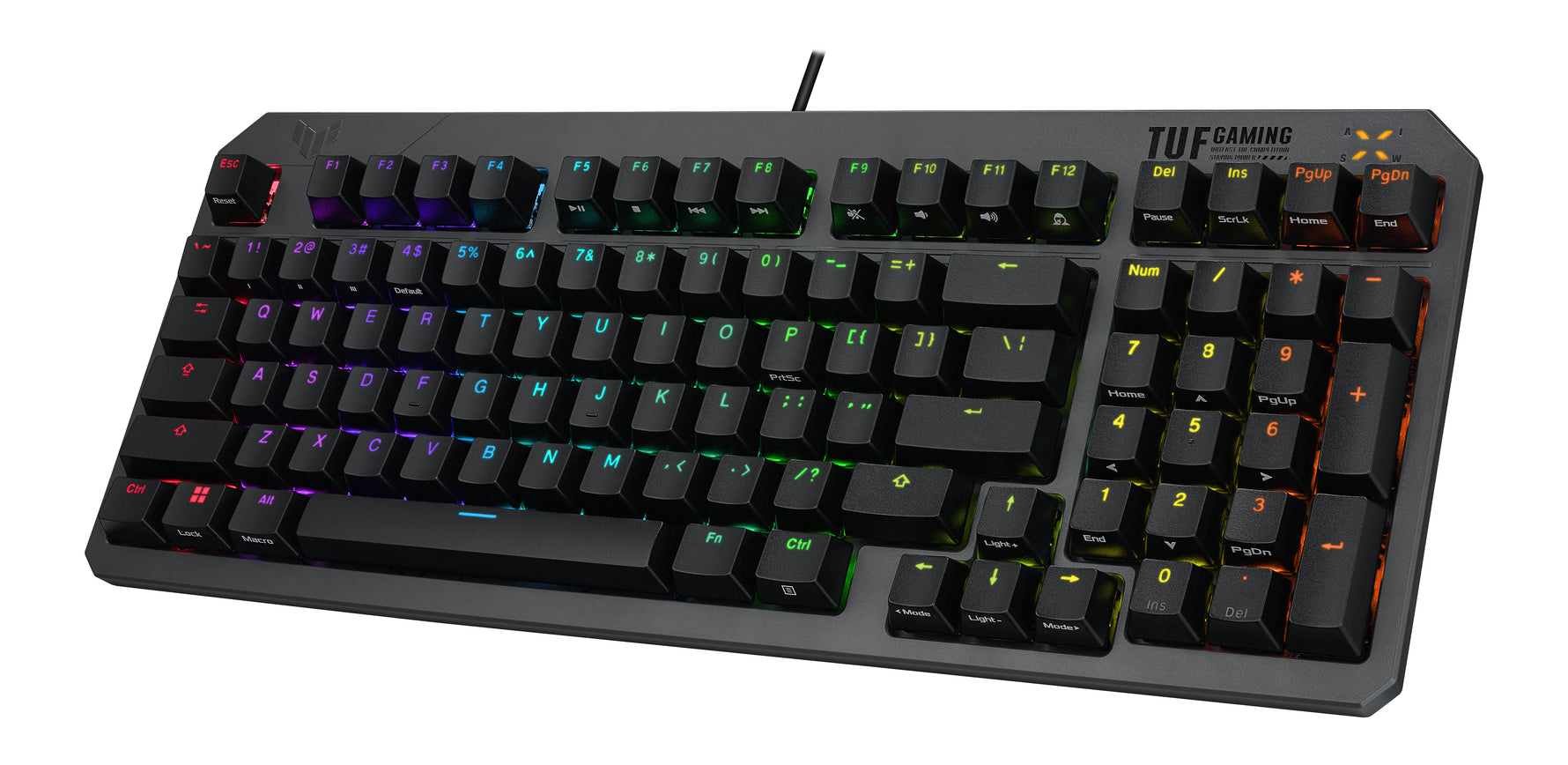 ASUS TUF Gaming K3 Gen II, Cablato, USB, Interruttore a chiave opto-meccanico, QWERTY, LED RGB, Nero