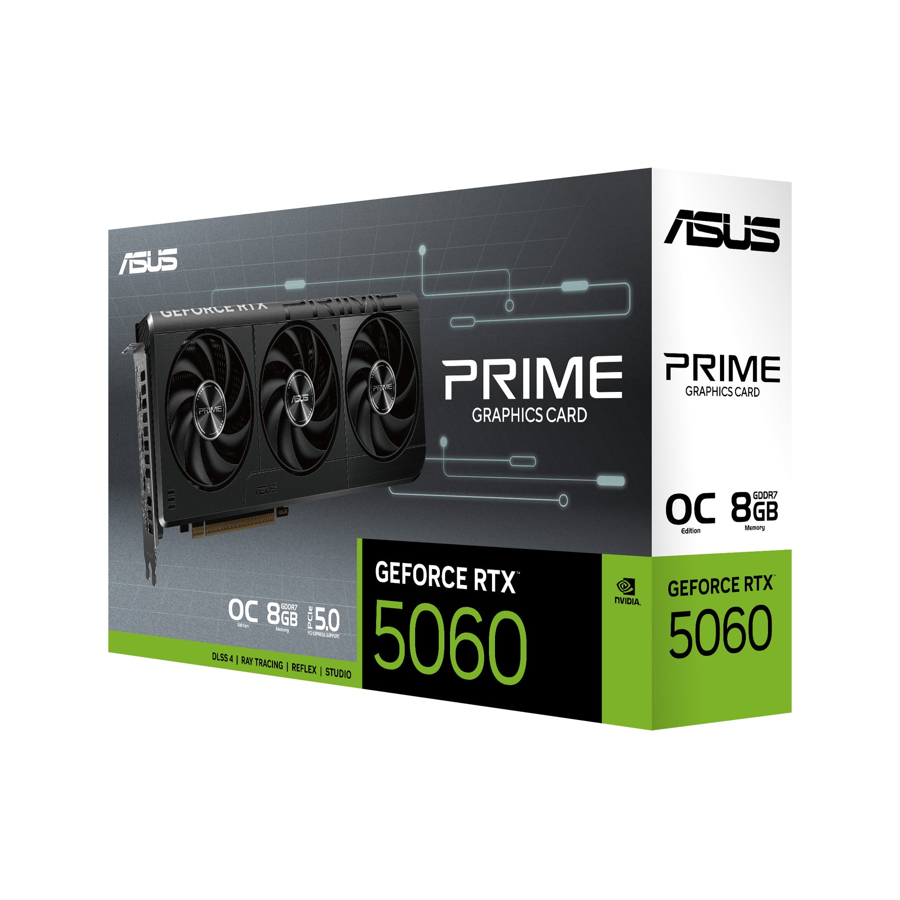 ASUS Prime -RTX5060-O8G, GeForce RTX 5060, 8 GB, GDDR7, 128 bit, 7680 x 4320 Pixel, PCI Express 5.0