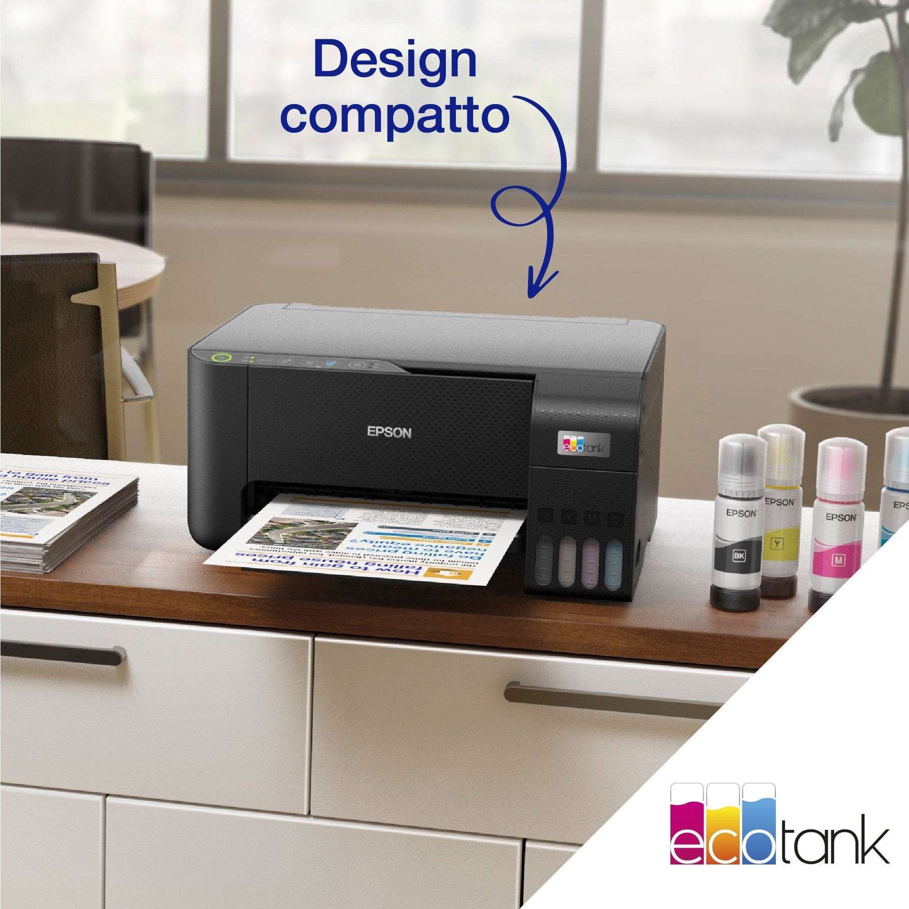 Epson EcoTank ET-2860 stampante multifunzione a serbatoio, Ad inchiostro, Stampa a colori, 5760 x 1440 DPI, A4, Stampa diretta, Nero