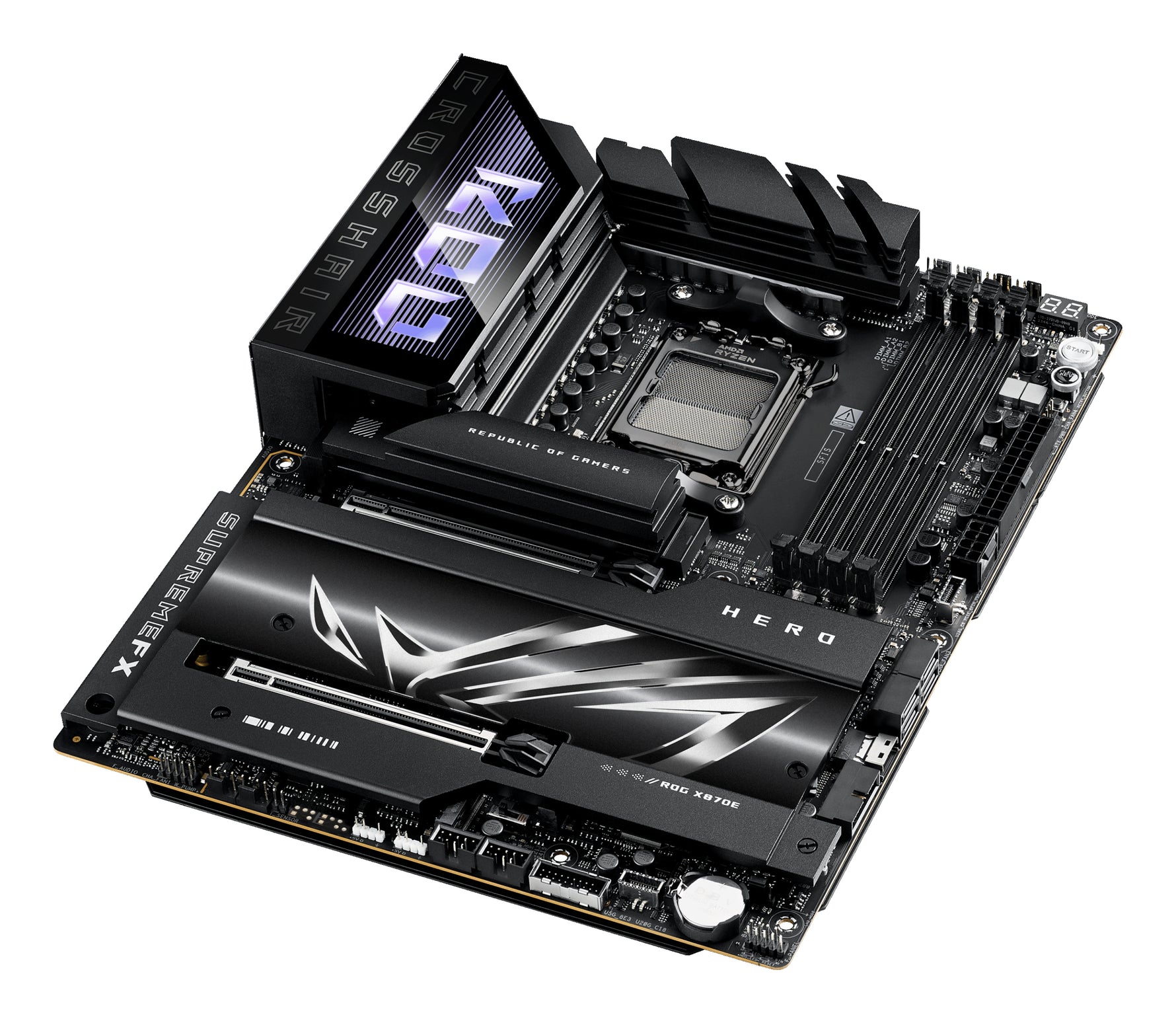 ASUS ROG CROSSHAIR X870E HERO, AMD, Socket AM5, Socket AM5, DDR5-SDRAM, 192 GB, DIMM
