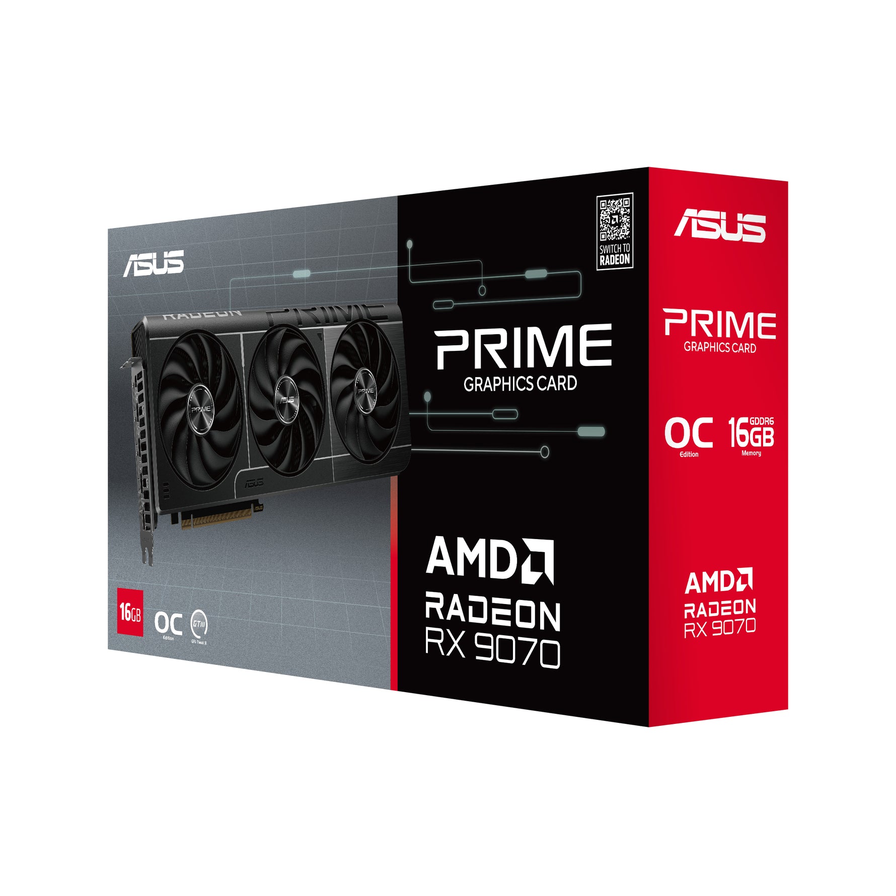 ASUS Prime -RX9070-O16G, Radeon RX 9070, 16 GB, GDDR6, 256 bit, 7680 x 4320 Pixel, PCI Express 5.0
