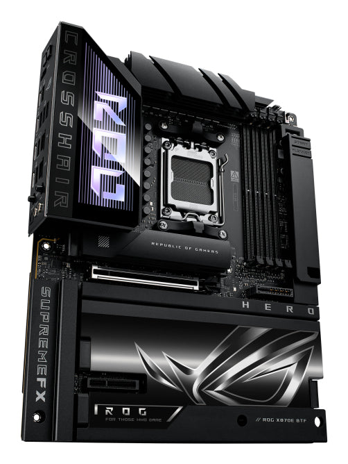 ASUS ROG CROSSHAIR X870E HERO BTF, AMD, Socket AM5, AMD Ryzen 7000 Series, AMD Ryzen 8000 Series, AMD Ryzen 9000 Series, DDR5-SDRAM, 256 GB, DIMM