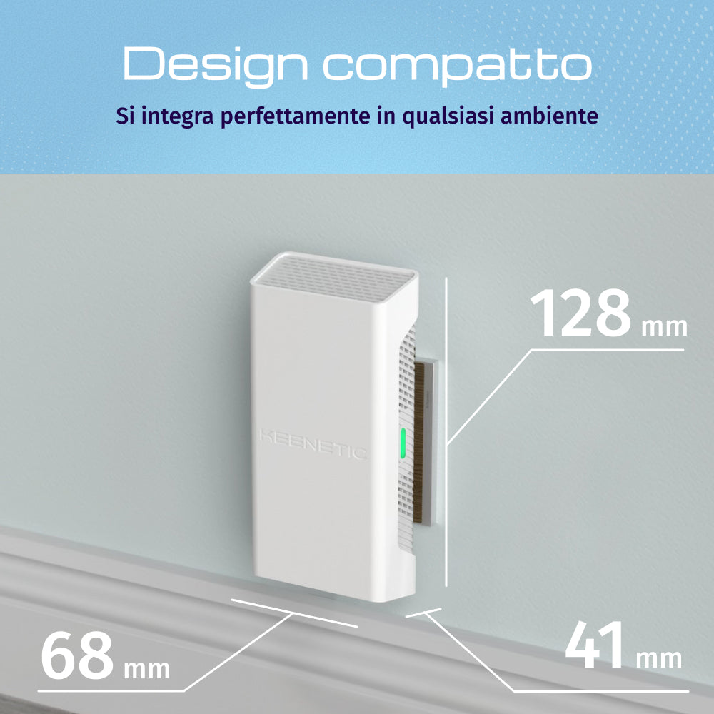 Keenetic Buddy 6 SE (KN-4410) Ripetitore Wi-Fi mesh 6 AX3000 con porta Ethernet Gigabit, Ripetitore di rete, 3000 Mbit/s, 1000 Mbit/s, Interno, Gigabit Ethernet, 10/100/1000Base-T(X)