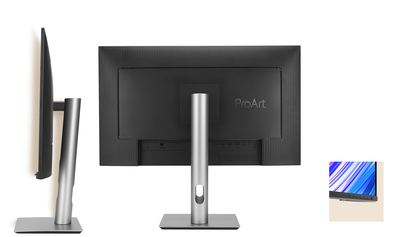 Vista posteriore e porte di connettività di ASUS ProArt PA279CRV con porta USB-C Power Delivery 96W