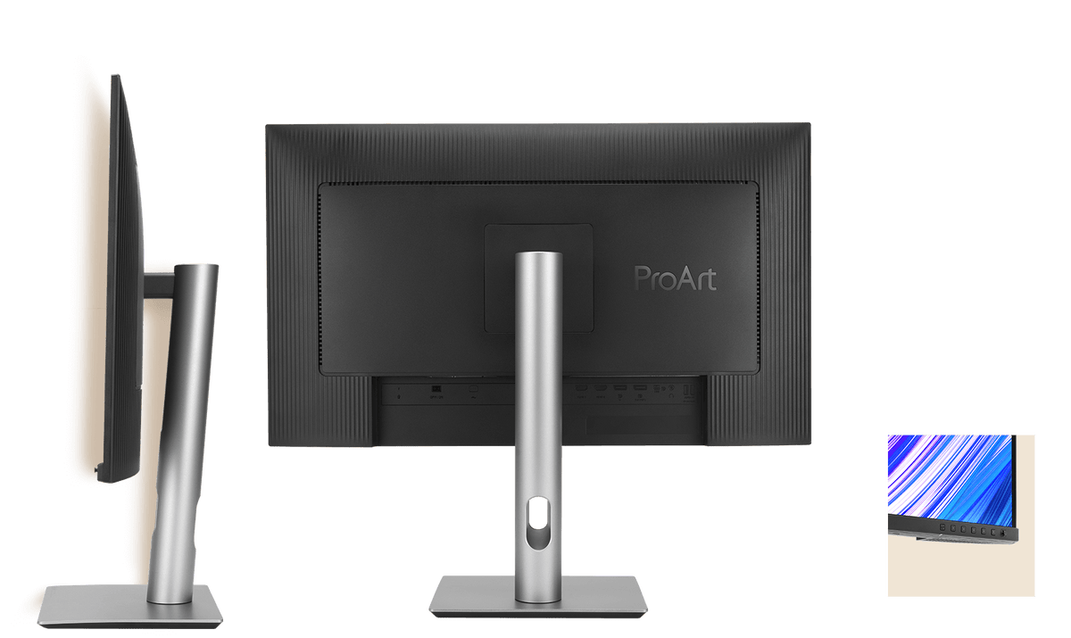 Vista posteriore e porte di connettività di ASUS ProArt PA279CRV con porta USB-C Power Delivery 96W
