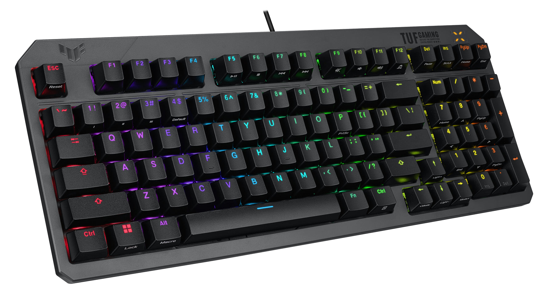 ASUS TUF Gaming K3 Gen II, Cablato, USB, Interruttore a chiave opto-meccanico, QWERTY, LED RGB, Nero