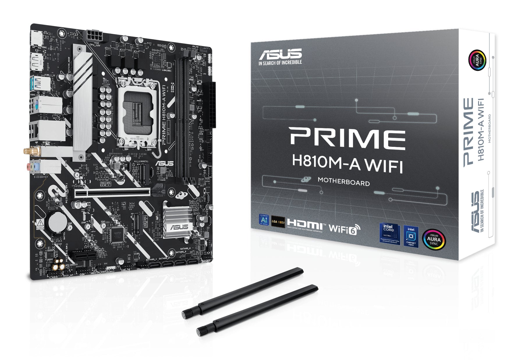 ASUS PRIME H810M-A WIFI, Intel, LGA 1851 (Socket V1), Intel Core Ultra (Series 2), LGA 1851, DDR5-SDRAM, 128 GB