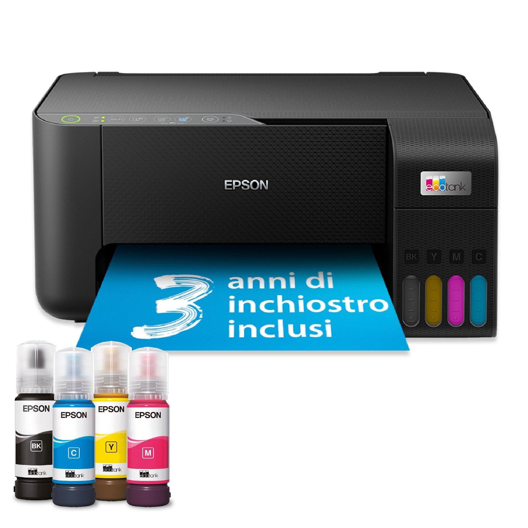 Epson EcoTank ET-2860 stampante multifunzione a serbatoio, Ad inchiostro, Stampa a colori, 5760 x 1440 DPI, A4, Stampa diretta, Nero