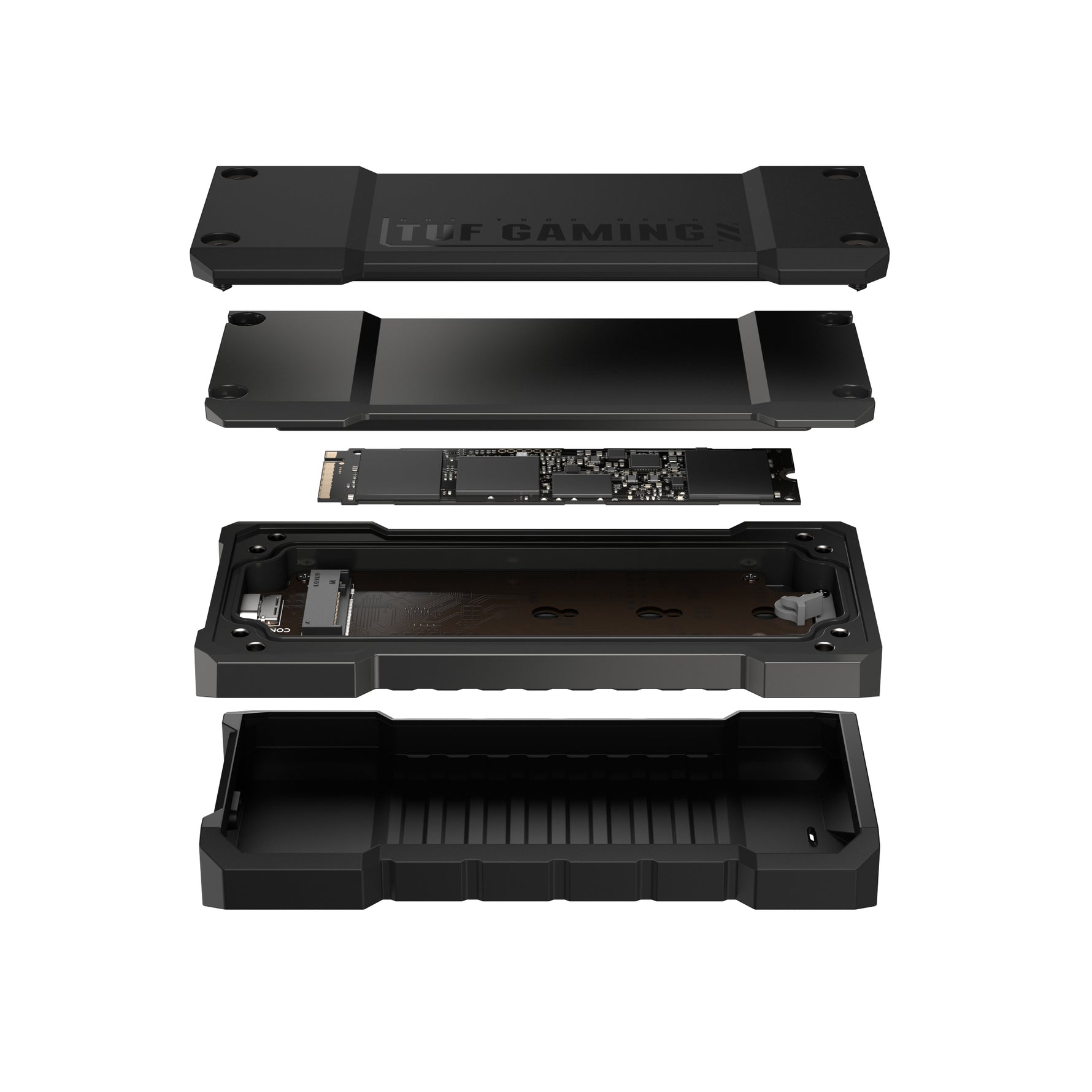 ASUS TUF Gaming A2, Box esterno SSD, M.2, PCI Express, SATA, 20 Gbit/s, Collegamento del dispositivo USB, Nero