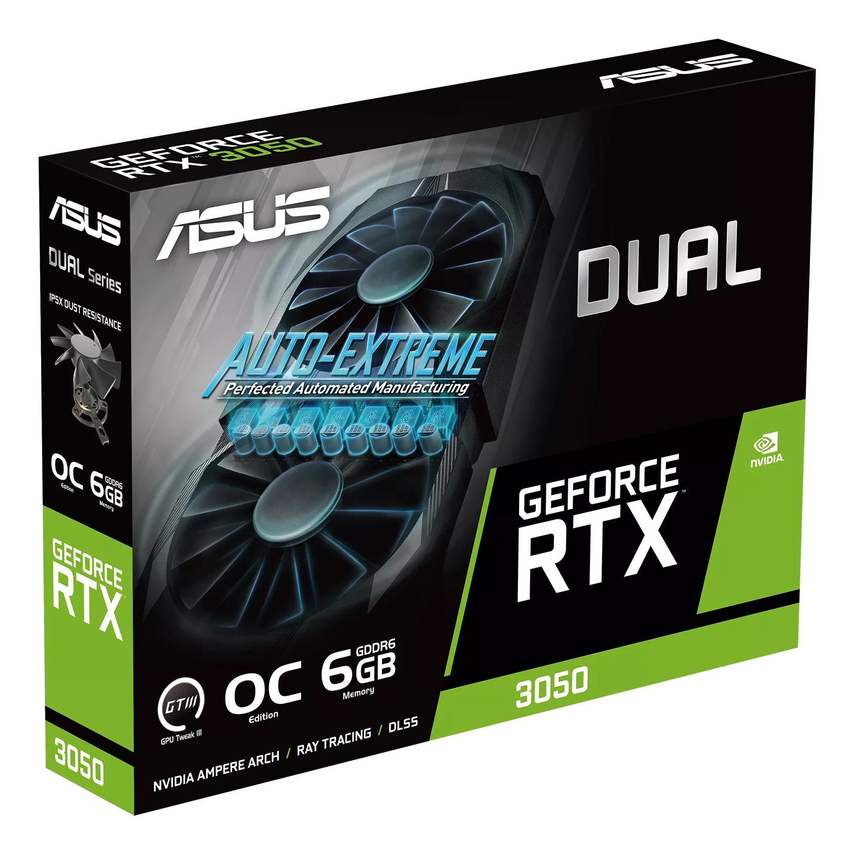 ASUS Dual -RTX3050-O6G, GeForce RTX 3050, 6 GB, GDDR6, 96 bit, 7680 x 4320 Pixel, PCI Express 4.0