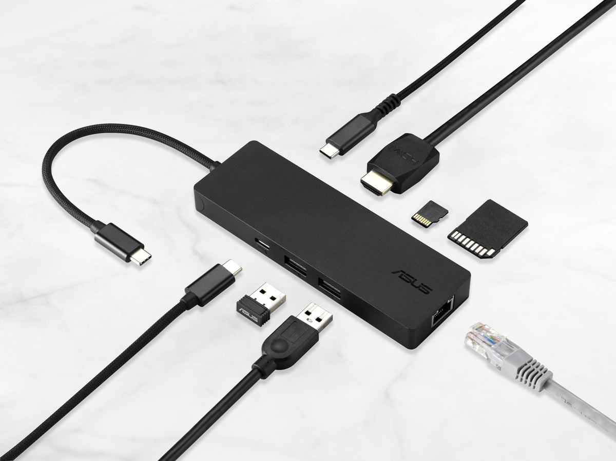 ASUS 8-in-1 USB-C Dock DC210 — dettaglio e vista alternativa
