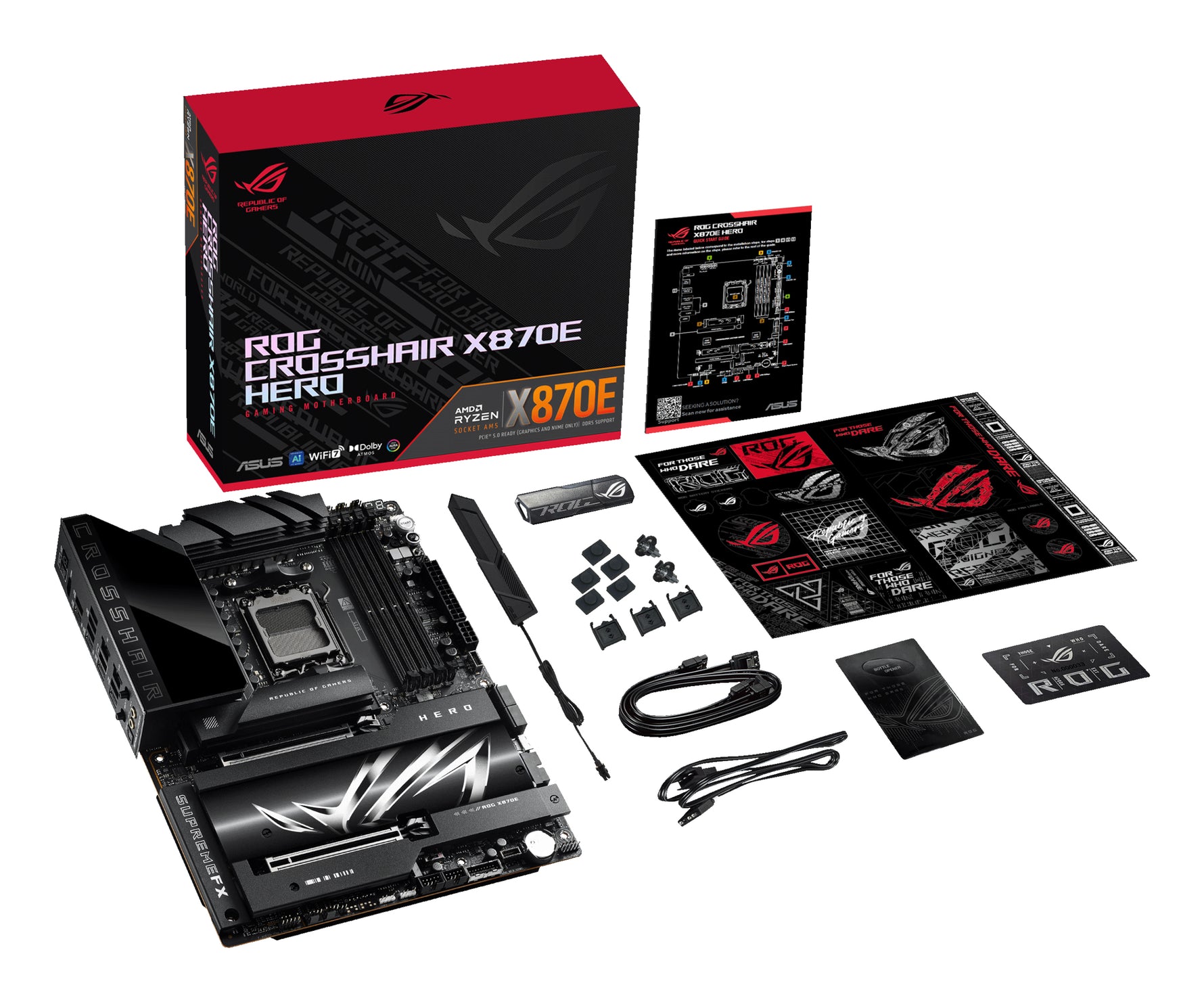 ASUS ROG CROSSHAIR X870E HERO, AMD, Socket AM5, Socket AM5, DDR5-SDRAM, 192 GB, DIMM