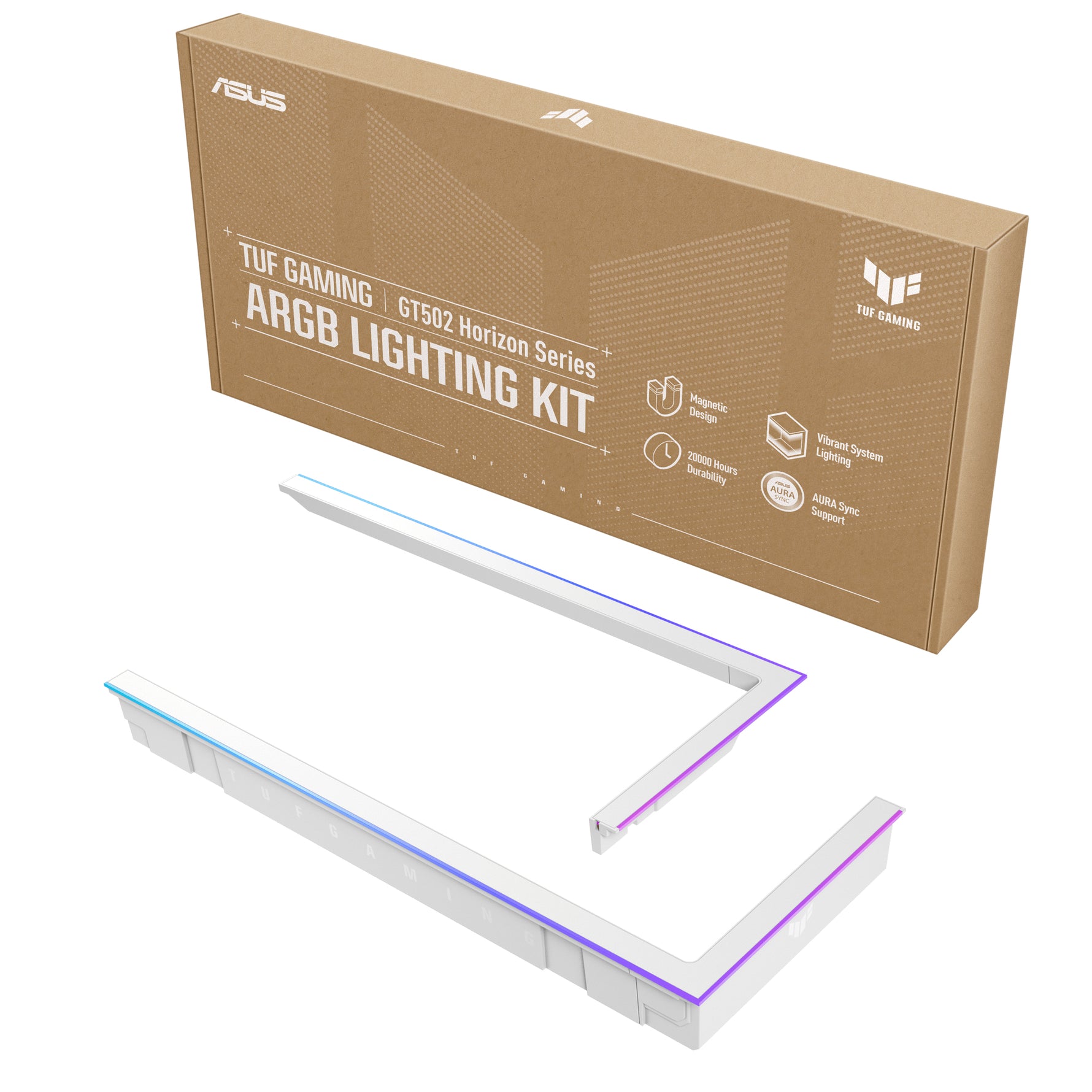 ASUS TUF GAMING GT502 Horizon ARGB Lighting Kit White, Kit di potenziamento della luce RGB, Bianco, Multicolore, 20000 h, 3 pin ARGB, 5 V