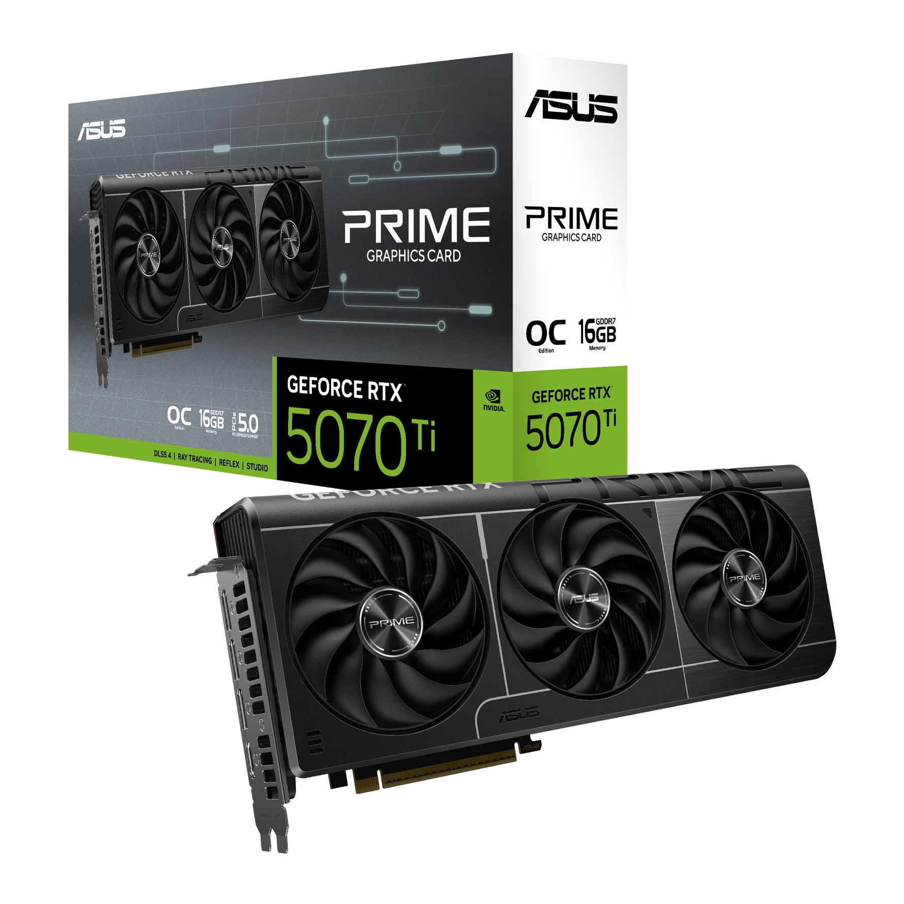 ASUS Prime -RTX5070TI-O16G, GeForce RTX 5070 Ti, 16 GB, GDDR7, 256 bit, 7680 x 4320 Pixel, PCI Express 5.0