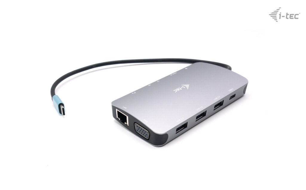 i-tec Metal USB-C Travel Nano Dock HDMI/VGA with LAN + Power Delivery 100 W, Cablato, USB 3.2 Gen 1 (3.1 Gen 1) Type-C, 100 W, 3,5 mm, Argento, MicroSD (TransFlash), SD