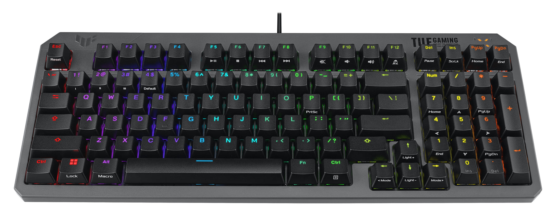ASUS TUF Gaming K3 Gen II, Cablato, USB, Interruttore a chiave opto-meccanico, QWERTY, LED RGB, Nero