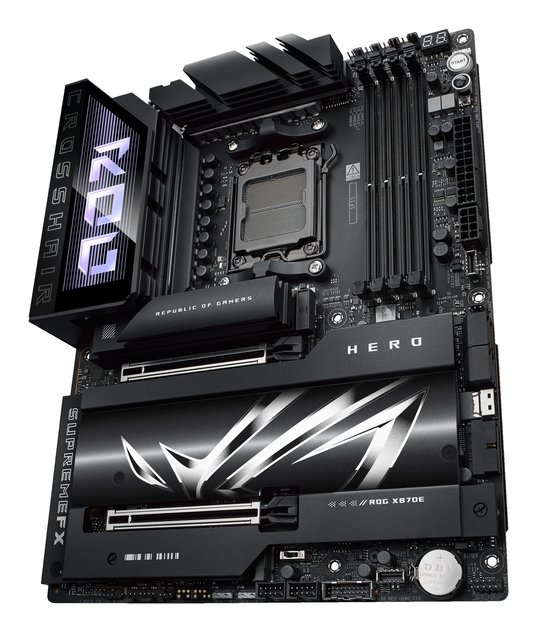 ASUS ROG CROSSHAIR X870E HERO, AMD, Socket AM5, Socket AM5, DDR5-SDRAM, 192 GB, DIMM