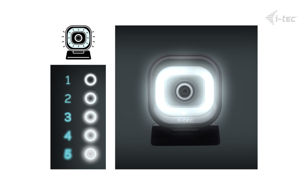 i-tec SOLOMON 700 STREAM 4K Webcam Ring Light, 8,29 MP, 3840 x 2160 Pixel, 60 fps, 81°, 5 V, 25,4 / 2,55 mm (1 / 2.55")