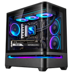 EXPLORER AI AMD nel case ASUS AP202 nero — render illustrativo, vista tre quarti