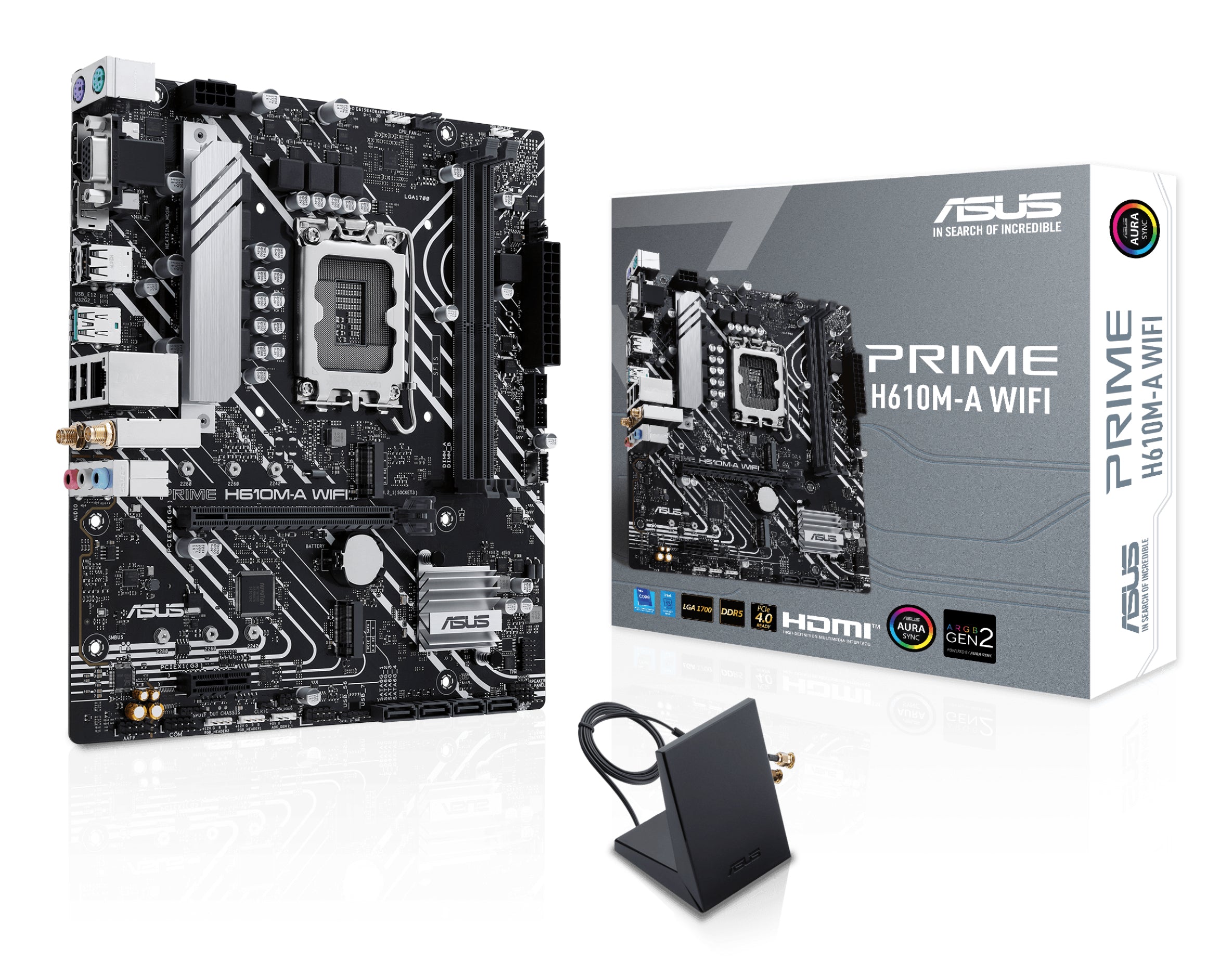 ASUS PRIME H610M-A WIFI, Intel, LGA 1700, Intel® Celeron®, Intel® Pentium® Gold, Intel® Core™ i3, Intel® Core™ i5, Intel® Core™..., LGA 1700, DDR5-SDRAM, 96 GB