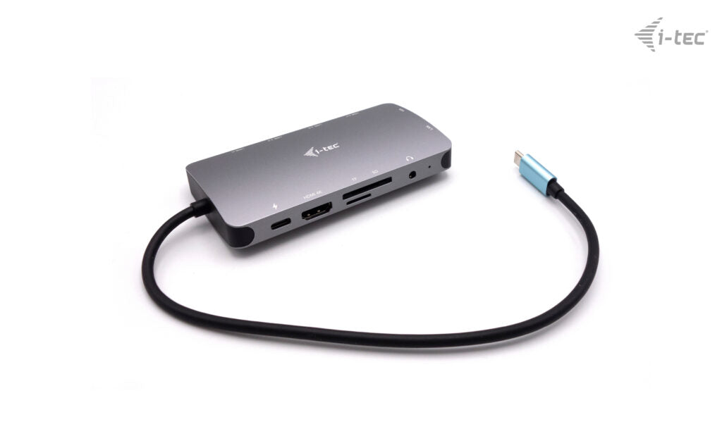 i-tec Metal USB-C Travel Nano Dock HDMI/VGA with LAN + Power Delivery 100 W, Cablato, USB 3.2 Gen 1 (3.1 Gen 1) Type-C, 100 W, 3,5 mm, Argento, MicroSD (TransFlash), SD