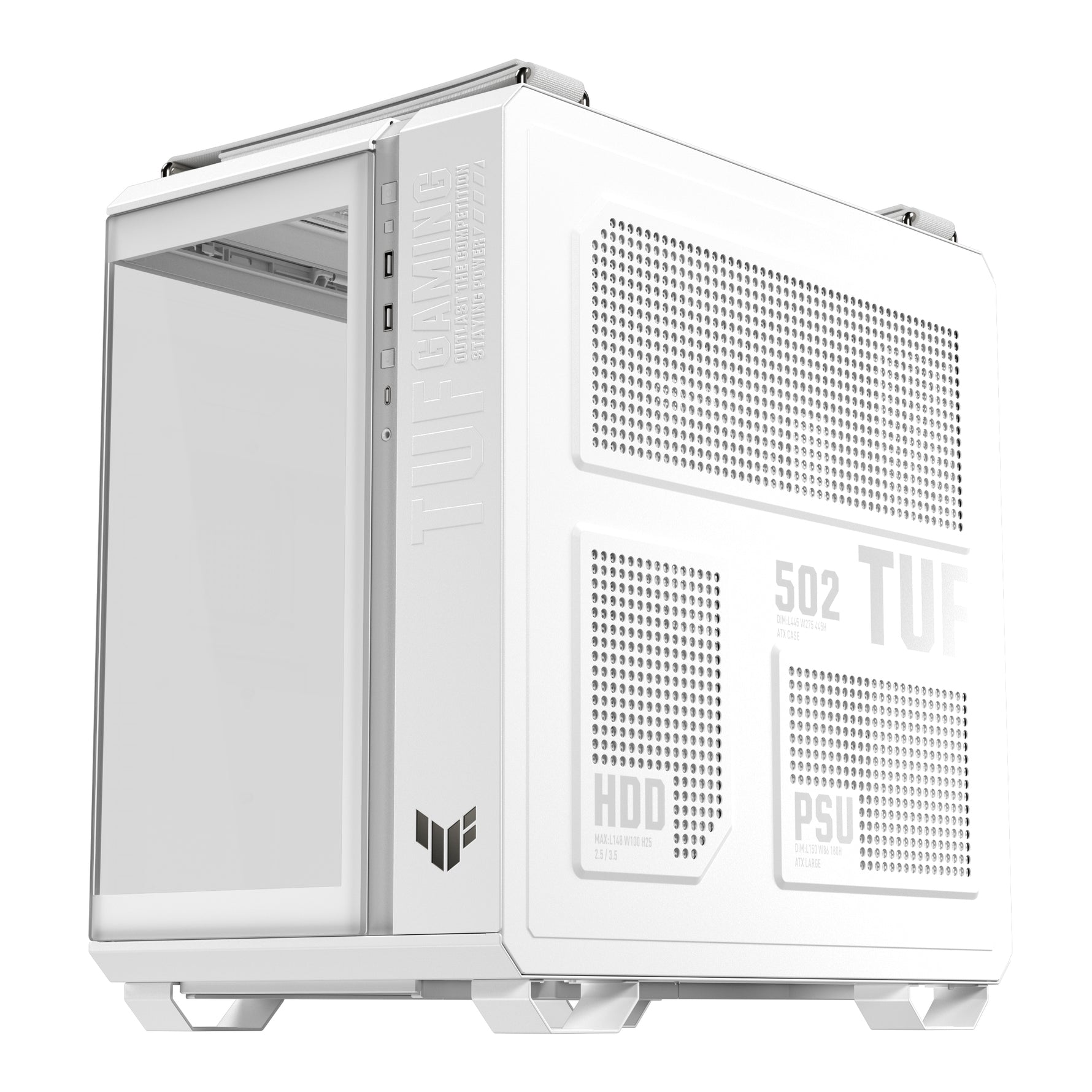 ASUS TUF GAMING GT502 Horizon TG ARGB White, Midi Tower, PC, Bianco, ATX, micro ATX, Mini-ITX, 16,3 cm, 40 cm