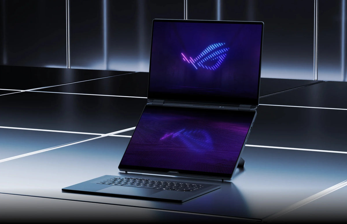 ROG Zephyrus Duo in modalità doppio schermo, immagine ufficiale ASUS
