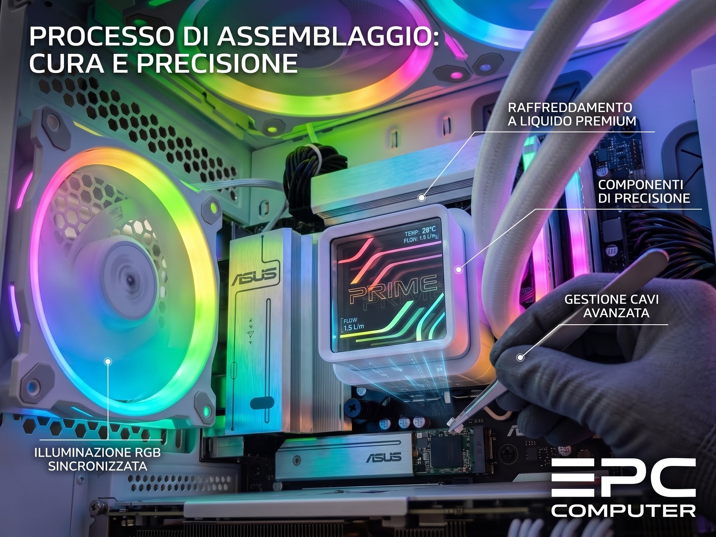 Dettaglio illuminato del PC gaming EuroPC
